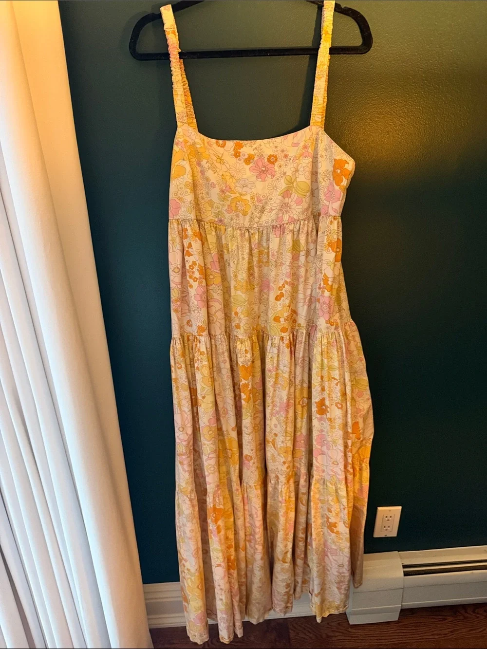 Free People Park Slope Pink, Orange & Yellow Floral Tiered Maxi Dress